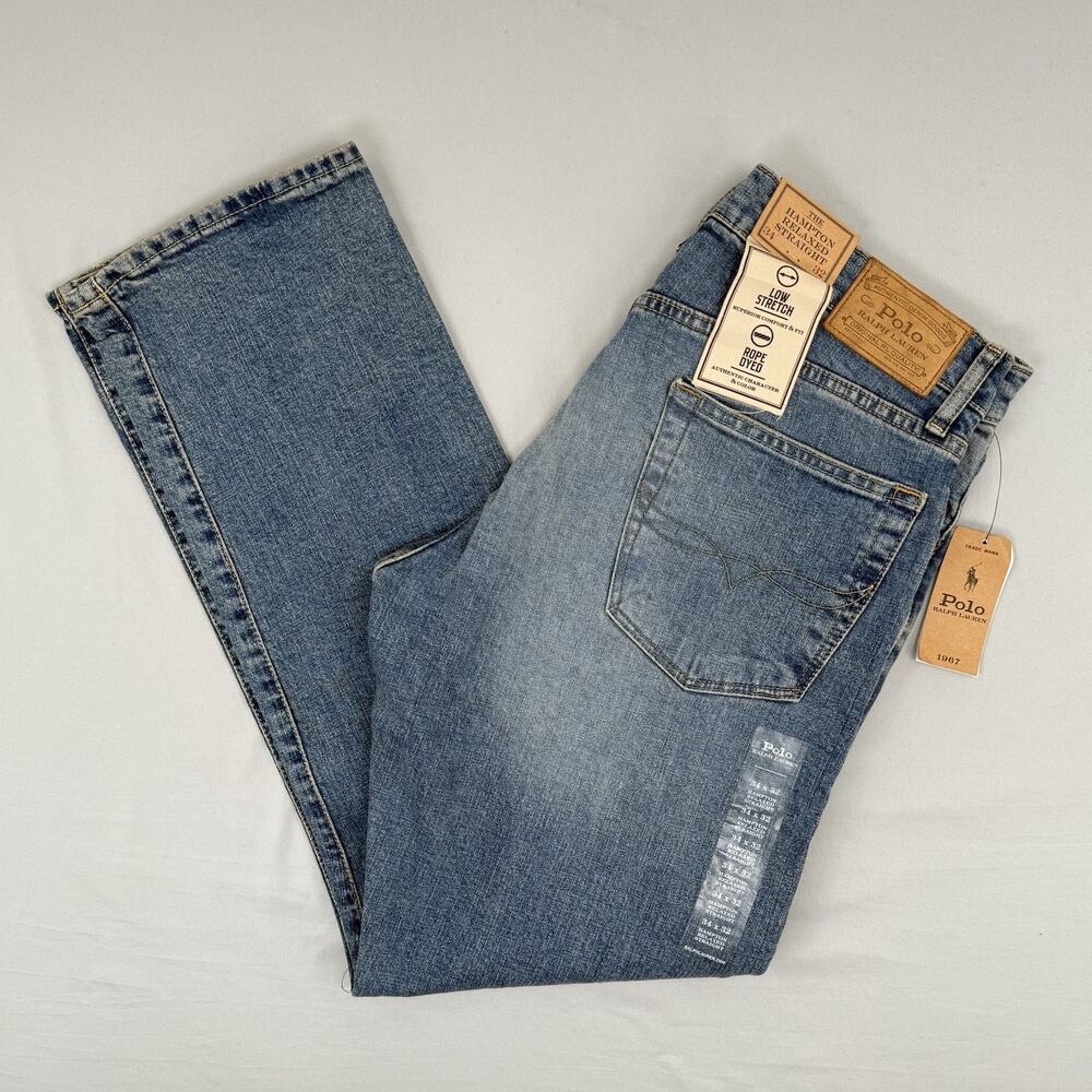 NWT Polo Ralph Lauren Hampton Relaxed Straight Jeans Classic Medium Wash 34x32